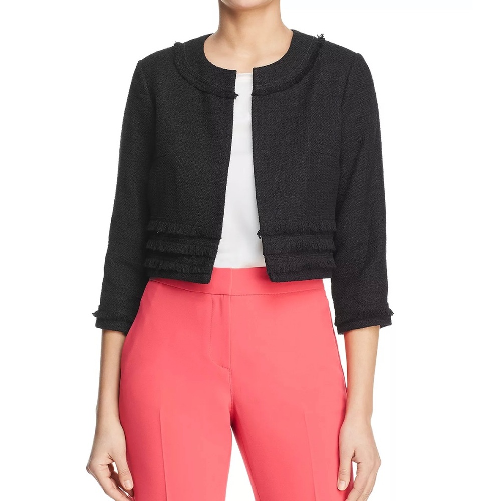Karl LAGERFELD Paris black cropped tweed blazer / evening jacket
